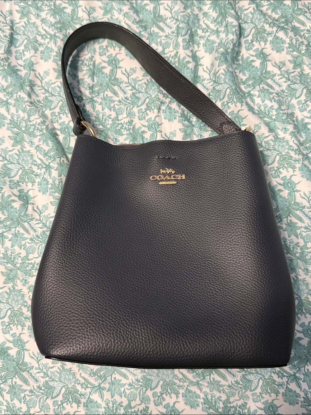 Coach Pebbled Leather Shoulder Bag in Black